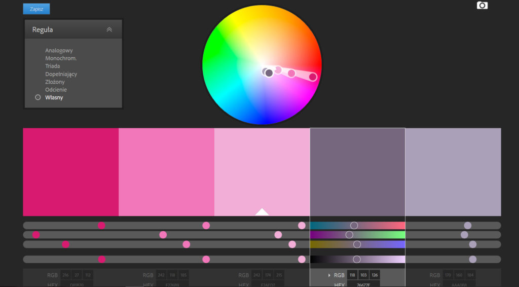 jak dobrać kolor do projektu - Adobe Color
